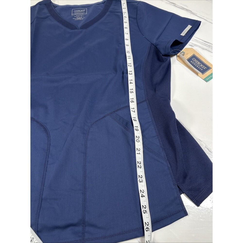 Cherokee Modern Classic Revolution V-Neck Scrub Top Navy Blue Size Medium - Picture 13 of 13